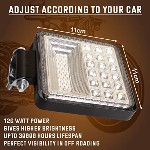 SORAX 42 LED Square Flood Light Driving Fog LIght Three Color Mode With Blinking Pattern For Car, Off Road Truck, Jeep, SUV, ATV and UTV (126W-Pack of 2Pcs) - Image 4