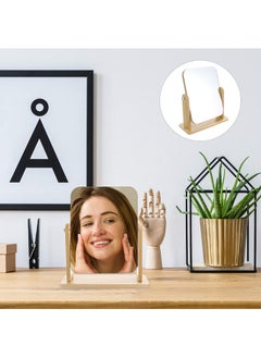 MileMelo Wooden Natural 360° Rotation Standing Portable Cosmetic Mirror Good for Shower Shaving and Traveling 17*22cm  - Image 3