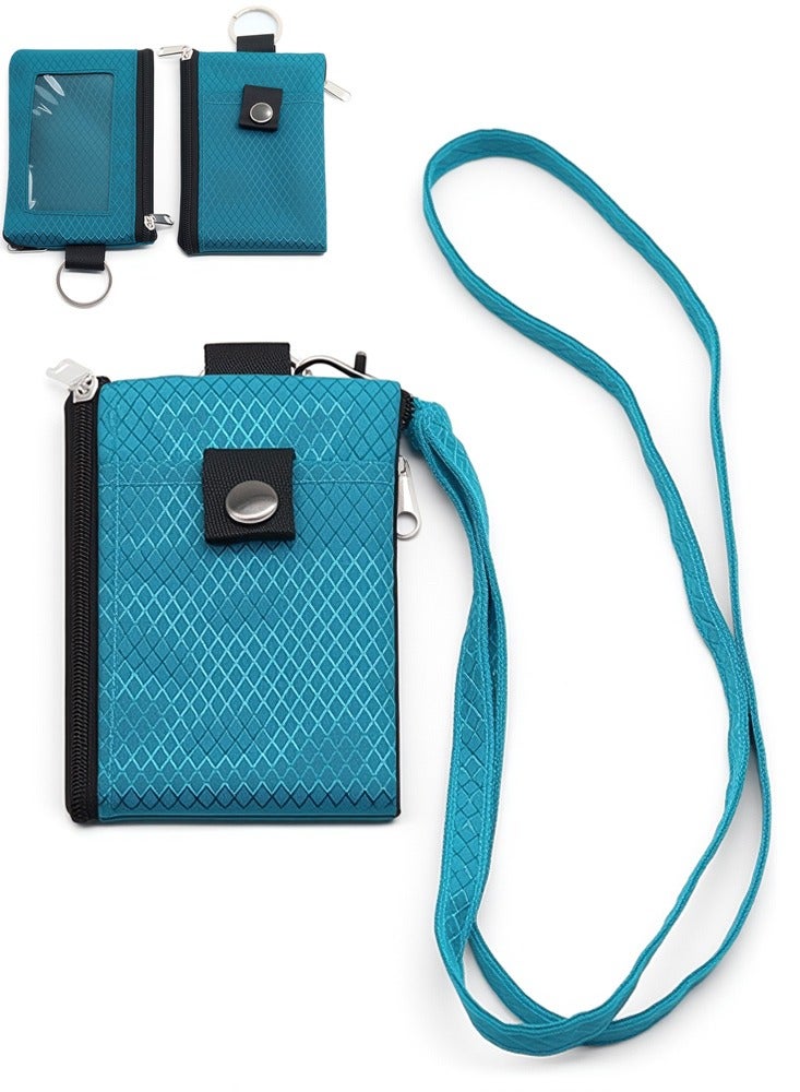 Polyester Portable Coin Wallet Multifunction Credit Card Holder Wallet Portable Wallet with Neck Zipper - Image 1