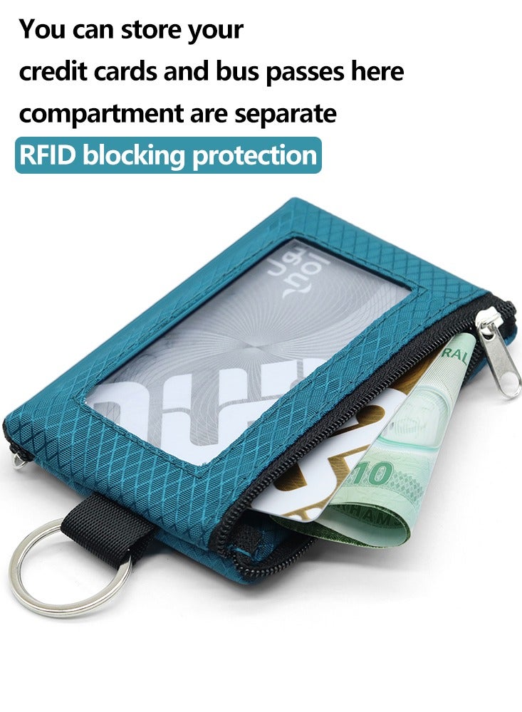 Polyester Portable Coin Wallet Multifunction Credit Card Holder Wallet Portable Wallet with Neck Zipper - Image 2