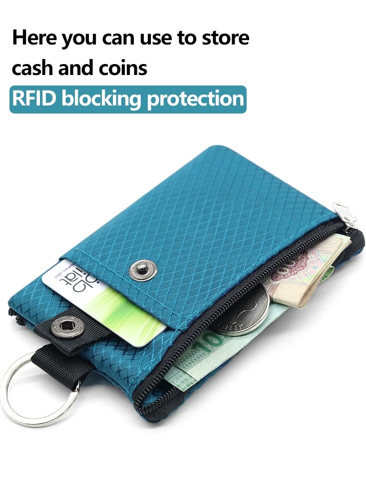 Polyester Portable Coin Wallet Multifunction Credit Card Holder Wallet Portable Wallet with Neck Zipper - Image 3