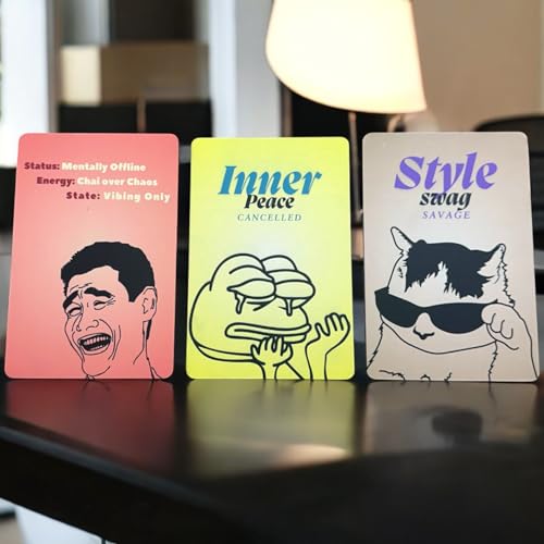 Maefele Funny Meme Desk Frame Set – 3 Quirky Mini Prints for Gen Z Vibes | Mentally Offline, Inner Peace Cancelled, Style Savage | Hilarious Table Decor for Office, Dorm, or Gifting - Image 1