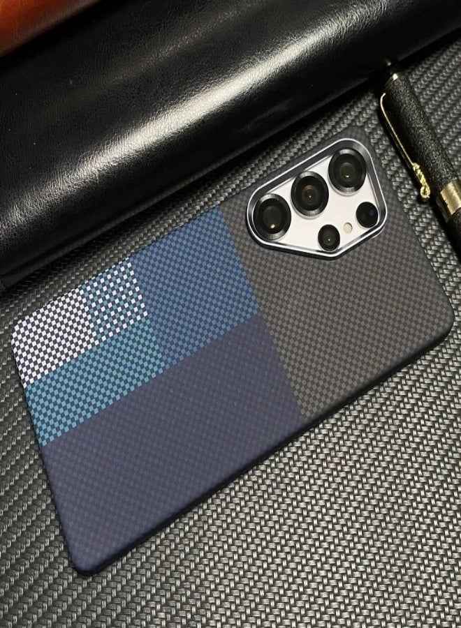 ارواق جراب هاتف Carbon Fiber Relief MagSafe لهاتف Samsung Galaxy S25 / S24 / S23 Ultra & Plus، شحن لاسلكي، غطاء واقٍ من الصدمات من البولي كربونات (نمط أزرق ورمادي)