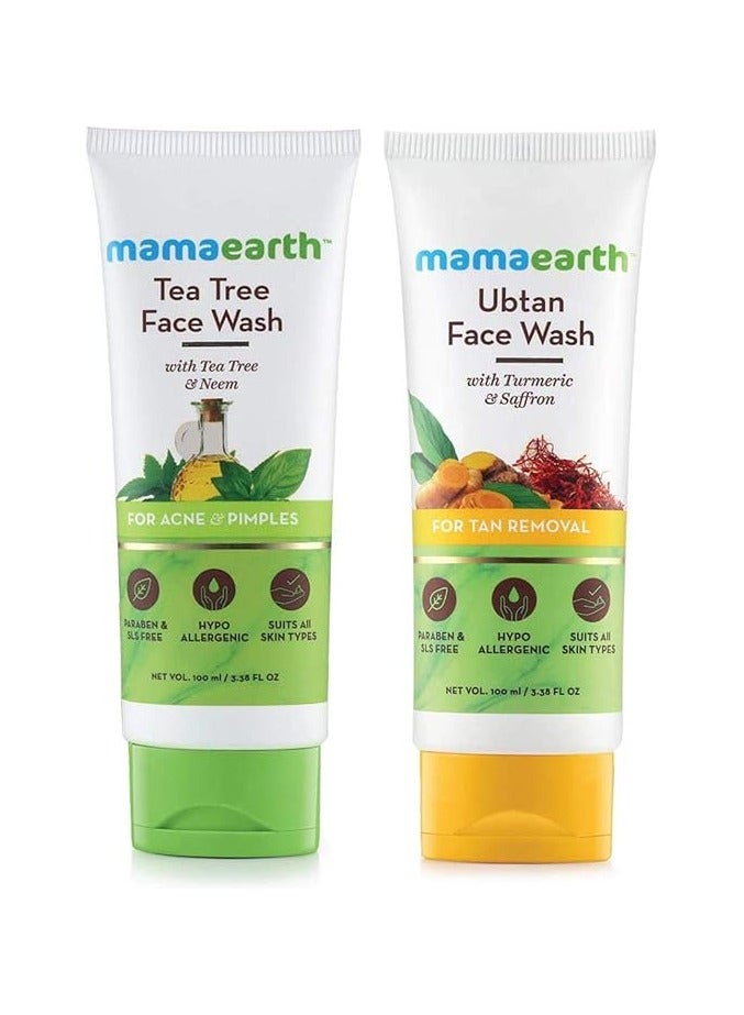 MAMAEARTH Mama earth ubtan face wash for mama 100 ml + Tea tree face wash for mama 100 ml - Image 1