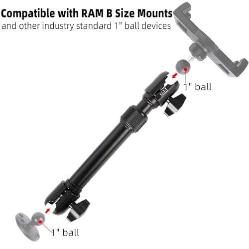 FPN All-Aluminum Extension Double Socket Arm, Adjustable Telescopic Mounting Arm 8.6 to 11.3 Inch, Compatible with RAM B Size Mounts and Other Industry Standard 1" / 25mm Ball Component - Image 3