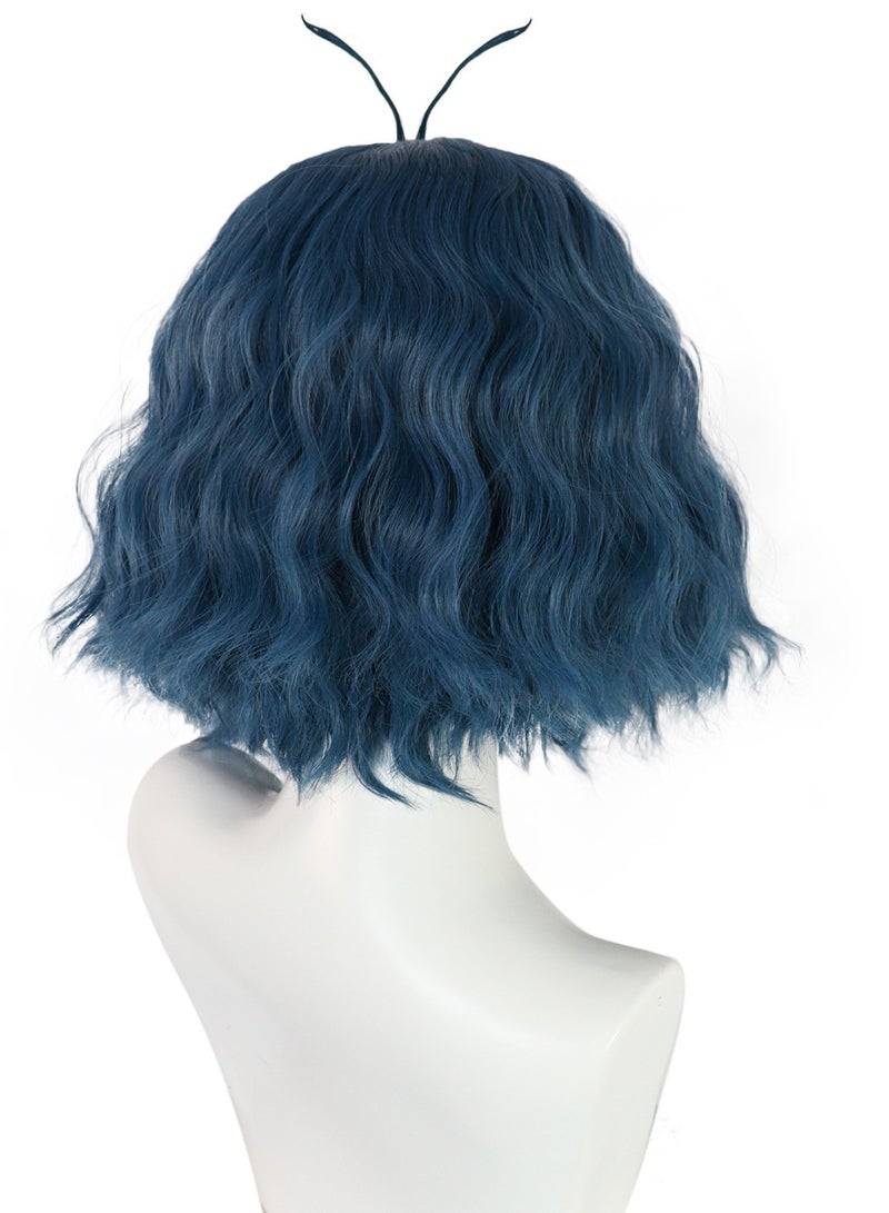 عام باروكة كاملة لشخصية مومو من فيلم Inside Out 2، بلون أزرق وشعر قصير مجعد وكثيف، تعيد تصفيفة الشعر الخاصة بالشخصية بدقة. - Image 5