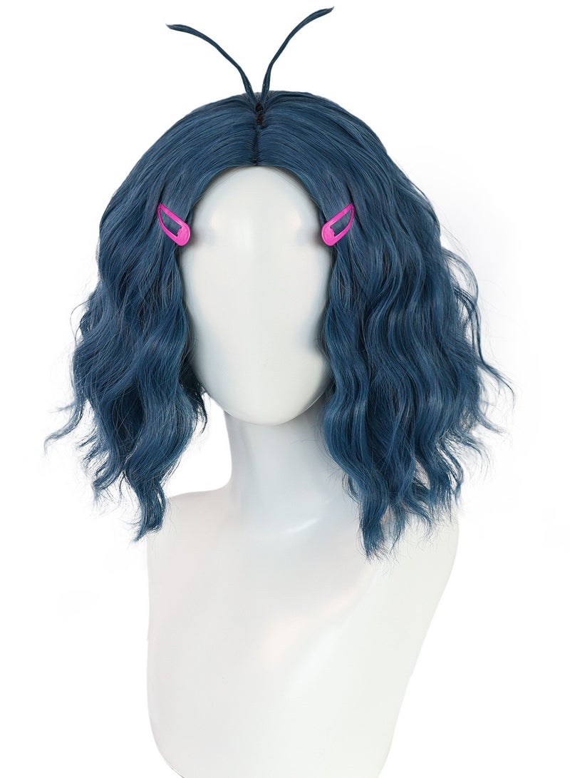 عام باروكة كاملة لشخصية مومو من فيلم Inside Out 2، بلون أزرق وشعر قصير مجعد وكثيف، تعيد تصفيفة الشعر الخاصة بالشخصية بدقة. - Image 2