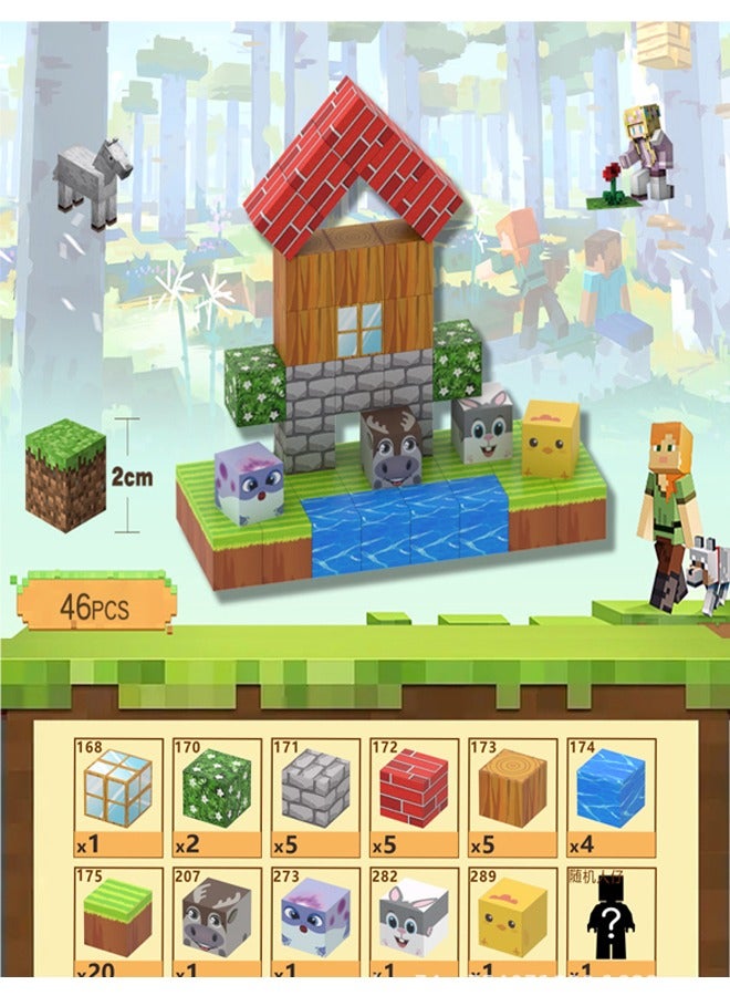 أوللاي 64 قطعة من مكعبات البناء المغناطيسية - لعبة تعليمية STEM للأطفال، مجموعة بناء DIY آمنة وغير سامة من ABS مع مغناطيس قوي - Image 1