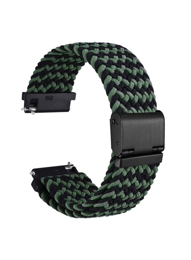 WOCCI 20mm Braided Nylon Watch Band for Men and Women, Quick Release, Black Stainless Steel Buckle (Green Black)  - Image 1
