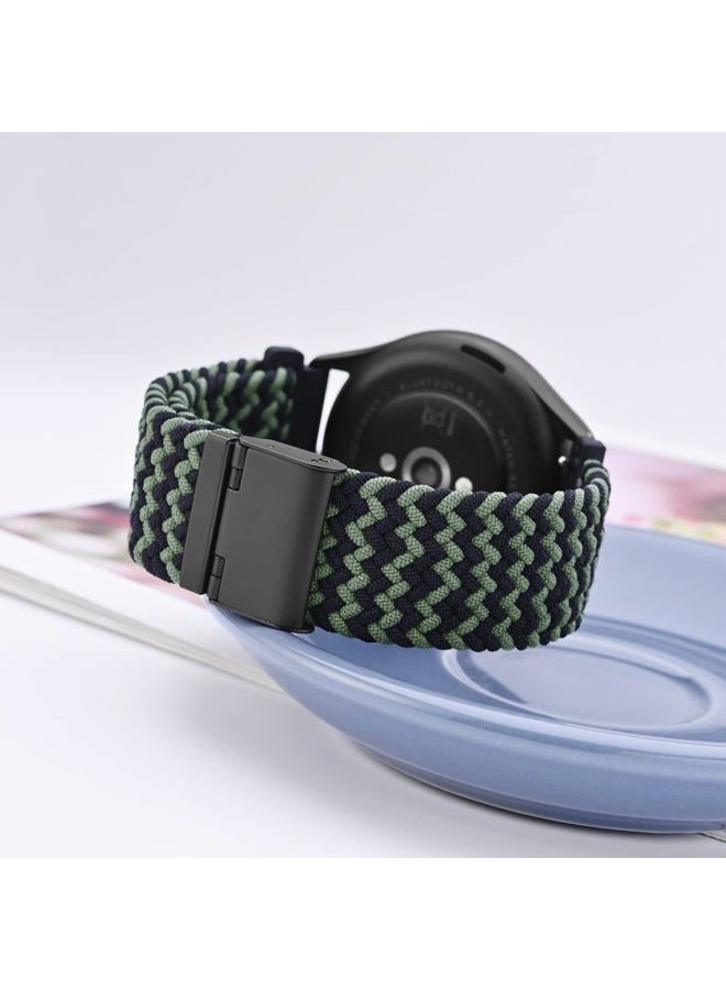 WOCCI 20mm Braided Nylon Watch Band for Men and Women, Quick Release, Black Stainless Steel Buckle (Green Black)  - Image 2