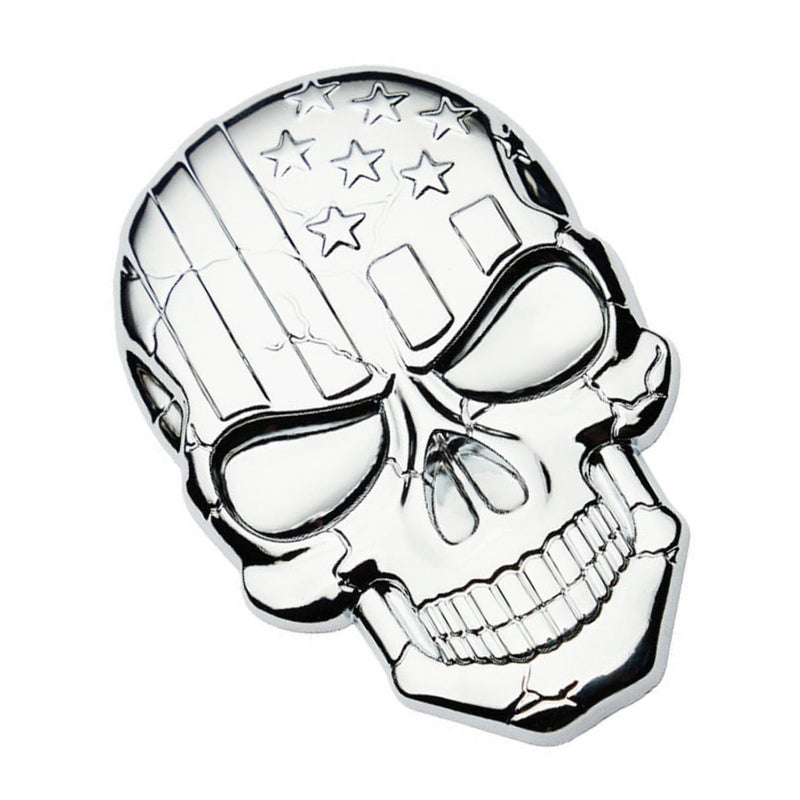 3D Metal Skull Car Badge With USA Flag Emblem Truck Exterior Decorative Sticker - Image 2