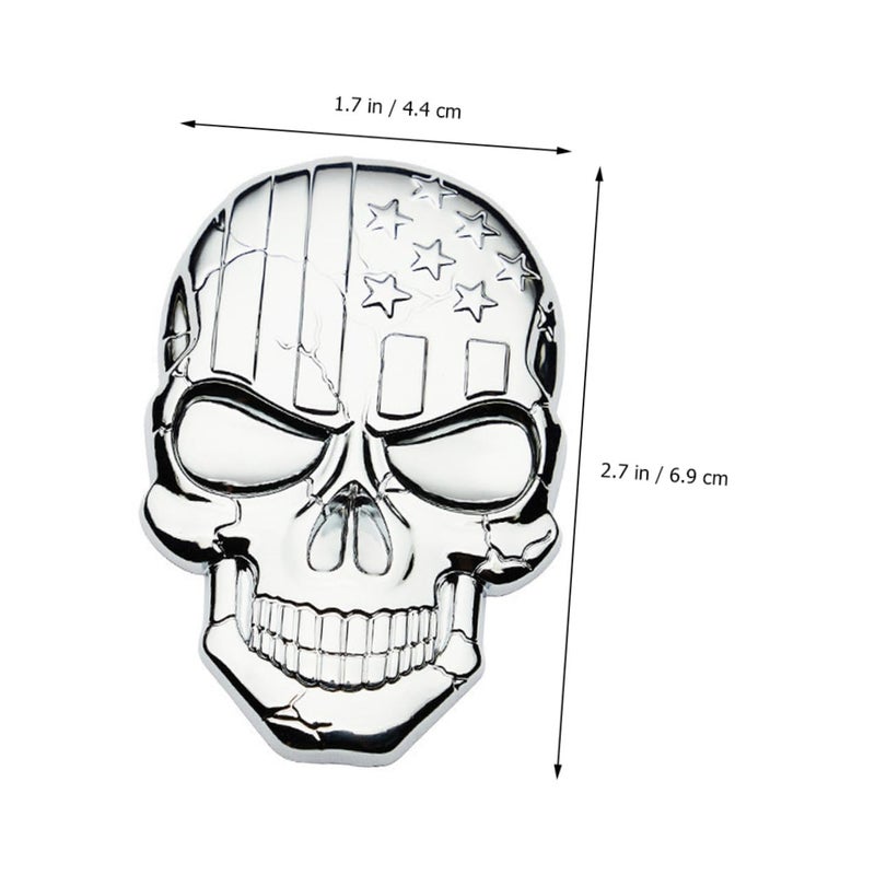 3D Metal Skull Car Badge With USA Flag Emblem Truck Exterior Decorative Sticker - Image 3