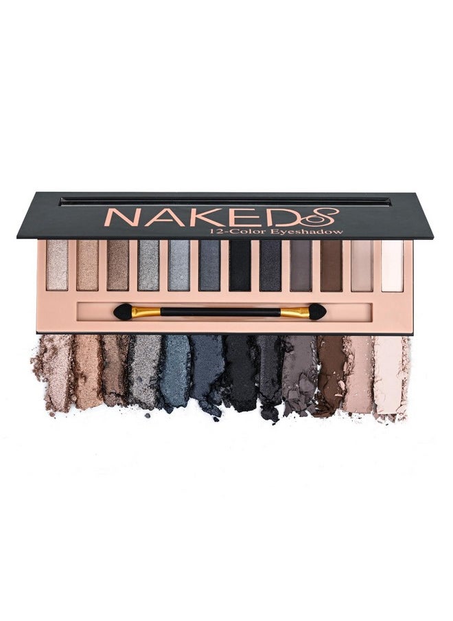 Bestland - 12 Colors Makeup Smoky Eyeshadow Palette Natural Nude Matte Shimmer Glitter Pigment Eye Shadow Pallete Set Black Eye Shadow Halloween Make Up For Women (Color E Smokey) - Image 1