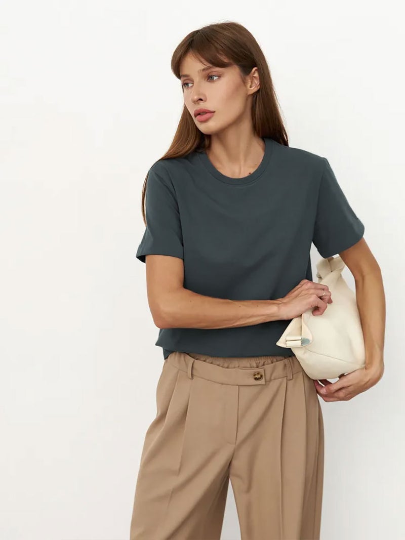 Short-Sleeved T-Shirt 2025 Women'S Fashion Casual Home Commuter All-Match Round Neck Short-Sleeved T-Shirt - Image 1