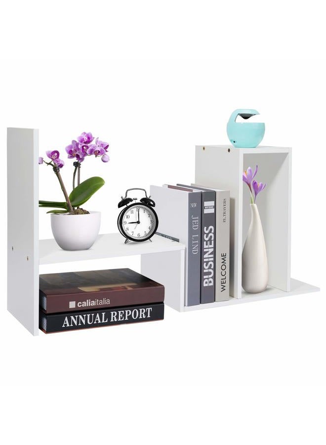 Hossejoy Wooden-Life Wood Adjustable Desktop Storage Organizer Display Shelf Rack, Office Supplies Desk Organizer,White - Image 3