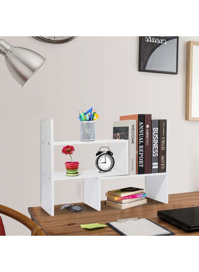 Hossejoy Wooden-Life Wood Adjustable Desktop Storage Organizer Display Shelf Rack, Office Supplies Desk Organizer,White - Image 5