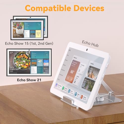 Laivli Tilt Stand Compatible with Echo Show 15 (1st, 2nd Gen) and Echo Hub, Easy Switch Device from Portrait to Landscape, No Need Mounting, Foldable Show 15 Stand with Tray Organizer, Silver - Image 5