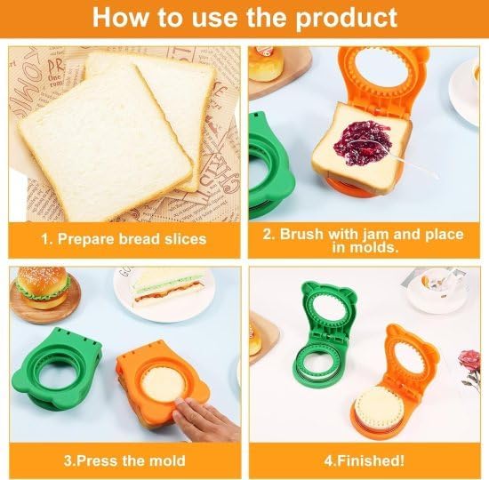 Kotudi Kotudi Stainless Steel Round Green Cutter for Sandwiches and Sealer Round Sandwich Maker Sandwich Press Mold Reusable Bread Cutter Mold Perfect for Sandwiches Cookies - Image 5