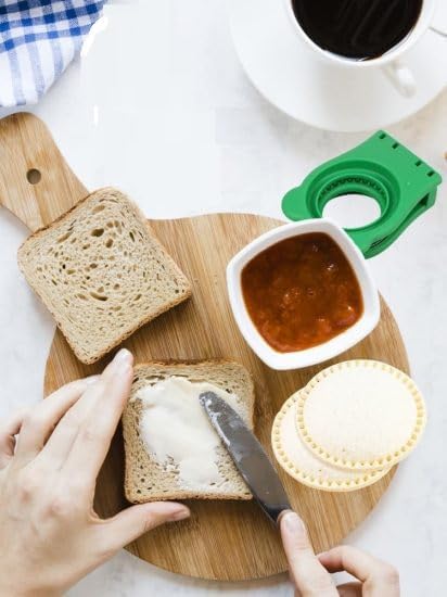 Kotudi Kotudi Stainless Steel Round Green Cutter for Sandwiches and Sealer Round Sandwich Maker Sandwich Press Mold Reusable Bread Cutter Mold Perfect for Sandwiches Cookies - Image 2