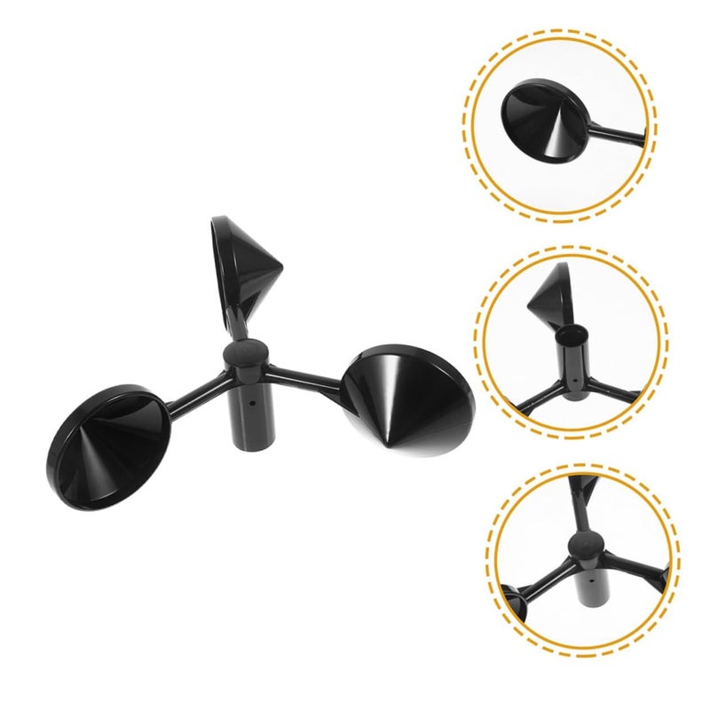 2 قطعة غلاف بديل لمقياس سرعة الرياح ذو الكوب، مستشعر سرعة خارجي، مقياس شدة الرياح أسود اللون. - Image 3