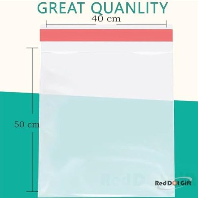 ريد دوت جيفت Red Dot Gift® 100 قطعة (40X50+3سم) أكياس بلاستيكية ذاتية الإغلاق سيلوفان كريستال لامع شفاف سيلو كيس شفاف ذاتي اللصق قابل لإعادة الإغلاق للتغليف والتخزين - Image 4