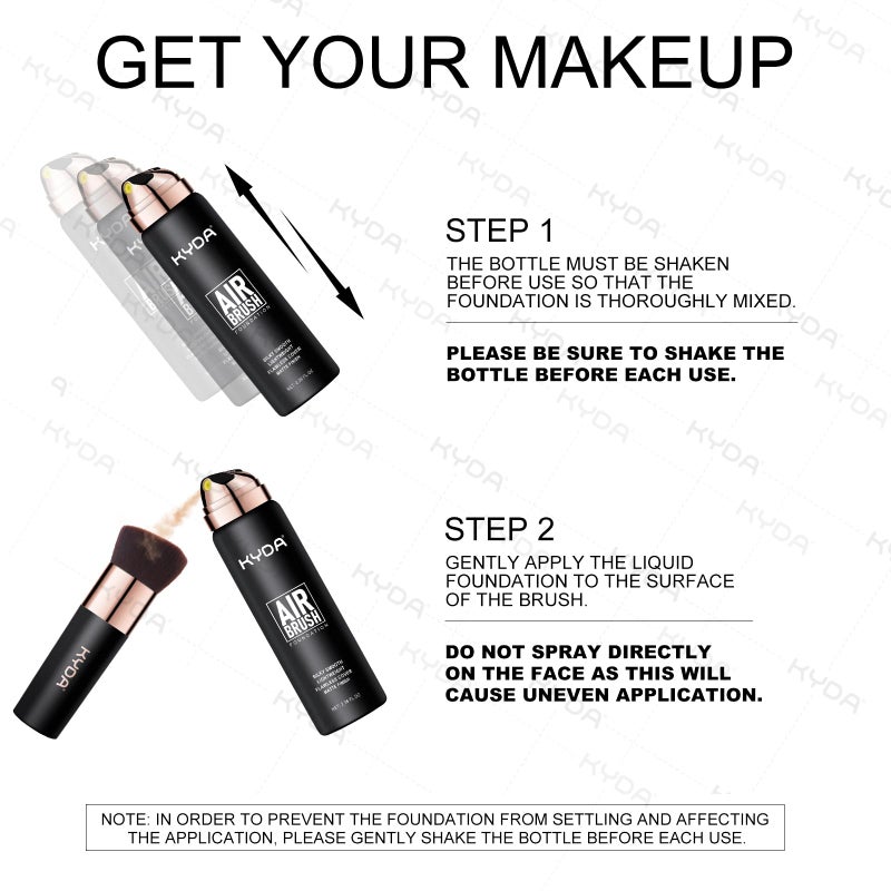 KYDA AirBrush Foundation Spray, Silky Foundation Mist Makeup, Flawless Coverage for Smooth Creamy Nude Finish, Breathable Blendable Lasting Formula, Moisturizing Makeup Primer-#220 Natural Beige - Image 3