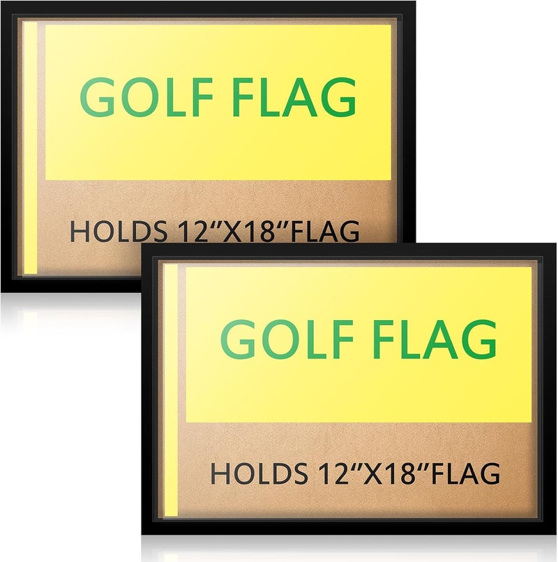 Marsui Marsui 2 Pieces Golf Flag Frames for 12 x 18 Golf Flag Compact Black Photo Frame Banner Not Included  - Image 1