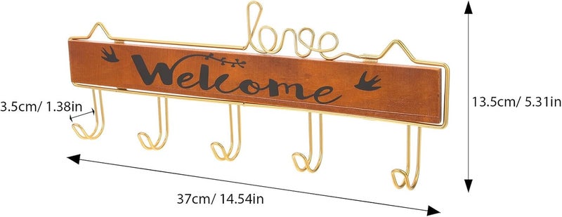 Wall-Mounted Towel Rack with Gold Frame, Wooden Bathroom Towel Storage Hook, 1pcs Vertical Coat and Clothes Hook for Bathroom and Entryway Organization - Image 2