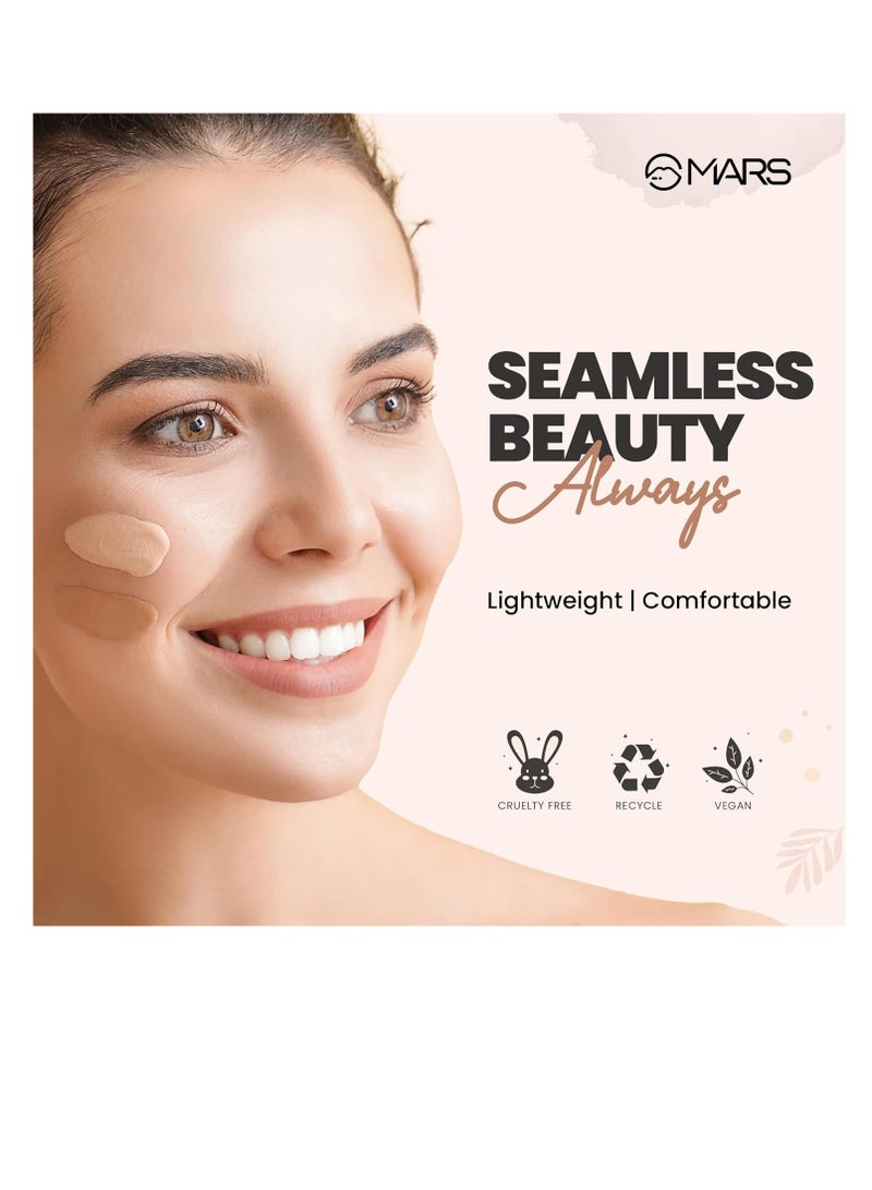 مارس لوشن أساس تغطية كاملة ناعم مطفأ اللمعة من بلوسوم لجميع أنواع البشرة، قابل للمزج والبناء، قاعدة تغطية كاملة خالية من العيوب لمكياج الوجه عاجي - Image 3
