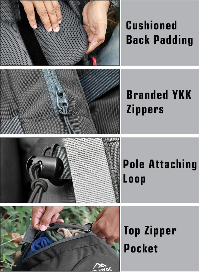 Trawoc THUNDERSTORM 90L Internal Frame Rucksack with metal rod for Men & Women Travel Backpack with Detachable Daypack/Camping Hiking Trekking Bag - Image 5
