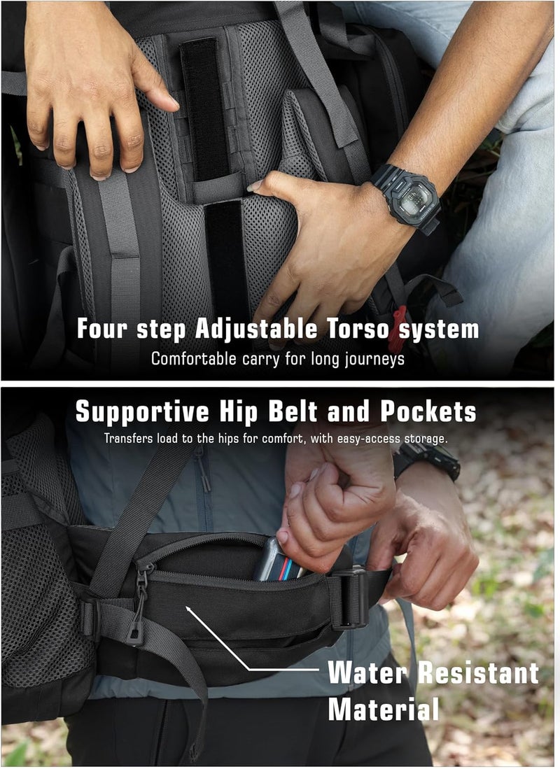 Trawoc THUNDERSTORM 90L Internal Frame Rucksack with metal rod for Men & Women Travel Backpack with Detachable Daypack/Camping Hiking Trekking Bag - Image 2