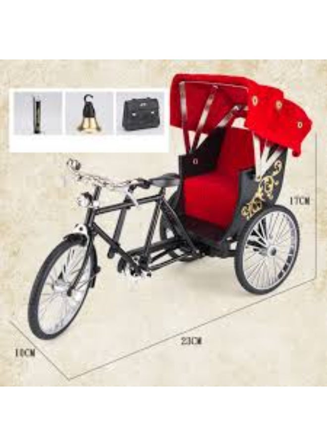 Dreamzon Alloy Tricycle Rickshaw Collectible Vintage Model Durable Classic Old Style Diecast Tricycle Toys - Image 1