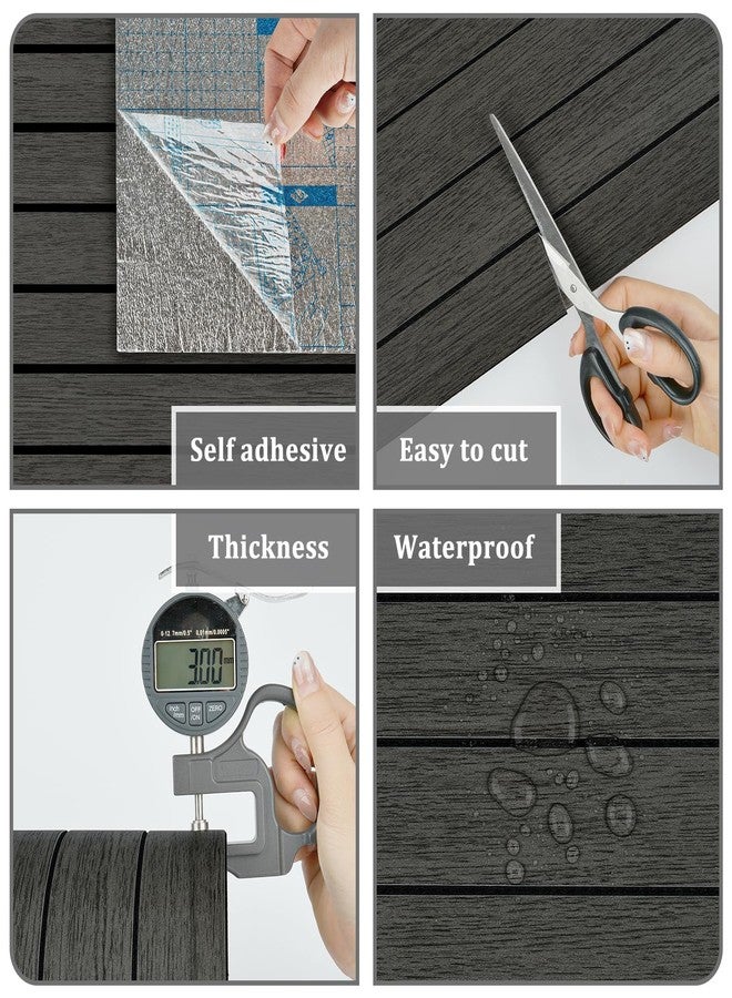 STICKEEP Grey/Black Peel and Stick Wood Panels for Bedroom Walls Removable Soundproof Wood Slatted Wall Panel Self Adhesive 3D Wooden Paneling Wallpaper for Living Room Kitchen Dinner Office 12"x120" - Image 5