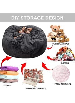 Arabest Bean Bag Chairs，Giant Bean Bag Chair for Adults，6ft Big Bean Bag Cover Comfy Bean Bag Bed (No Filler, Cover only) Fluffy Lazy Sofa (Brown 6ft(150*75cm))  - Image 4