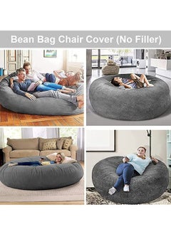 Arabest Bean Bag Chairs，Giant Bean Bag Chair for Adults，6ft Big Bean Bag Cover Comfy Bean Bag Bed (No Filler, Cover only) Fluffy Lazy Sofa (Brown 6ft(150*75cm))  - Image 5