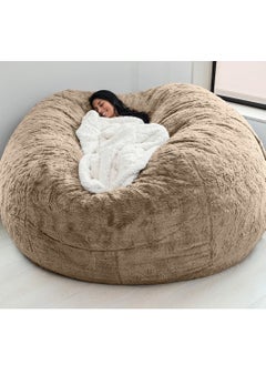 Arabest Bean Bag Chairs，Giant Bean Bag Chair for Adults，6ft Big Bean Bag Cover Comfy Bean Bag Bed (No Filler, Cover only) Fluffy Lazy Sofa (Brown 6ft(150*75cm))  - Image 1