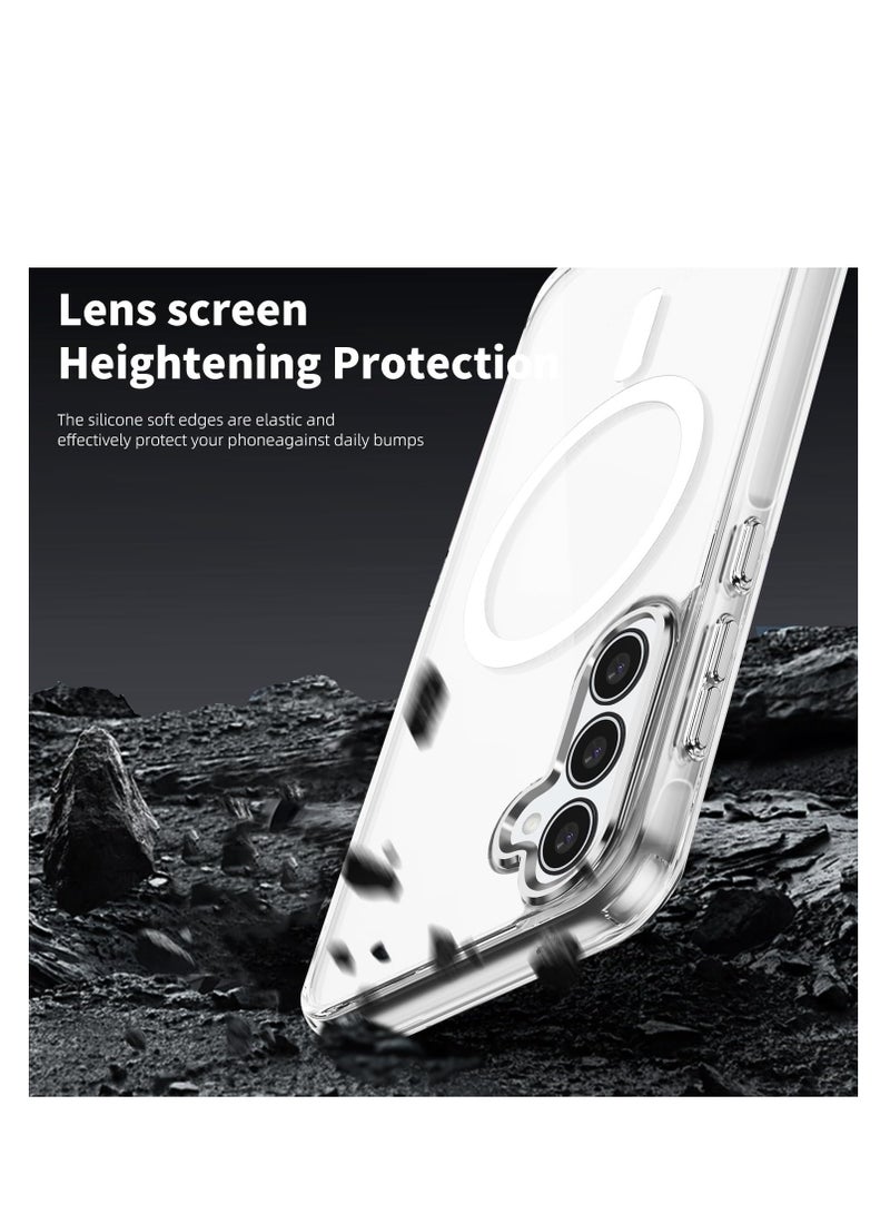 Magnetic for Samsung Galaxy S24 Plus / Case, Compatible with Mag-Safe, Grade Drop Protection Anti Yellowing Slim Phone Case - Rugged Shockproof Protective Transparent Phone Cover(Clear) - Image 2