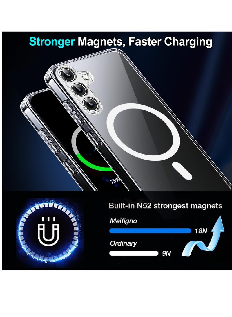 Magnetic for Samsung Galaxy S24 Plus / Case, Compatible with Mag-Safe, Grade Drop Protection Anti Yellowing Slim Phone Case - Rugged Shockproof Protective Transparent Phone Cover(Clear) - Image 3