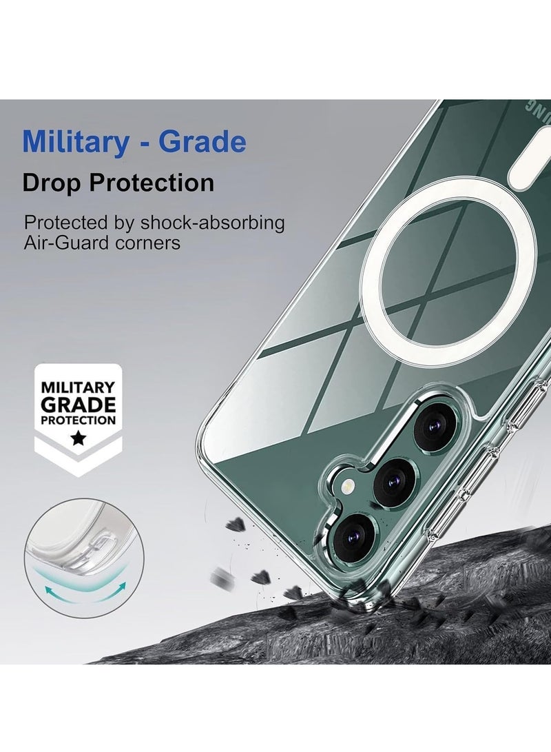 Magnetic for Samsung Galaxy S24 Plus / Case, Compatible with Mag-Safe, Grade Drop Protection Anti Yellowing Slim Phone Case - Rugged Shockproof Protective Transparent Phone Cover(Clear) - Image 4
