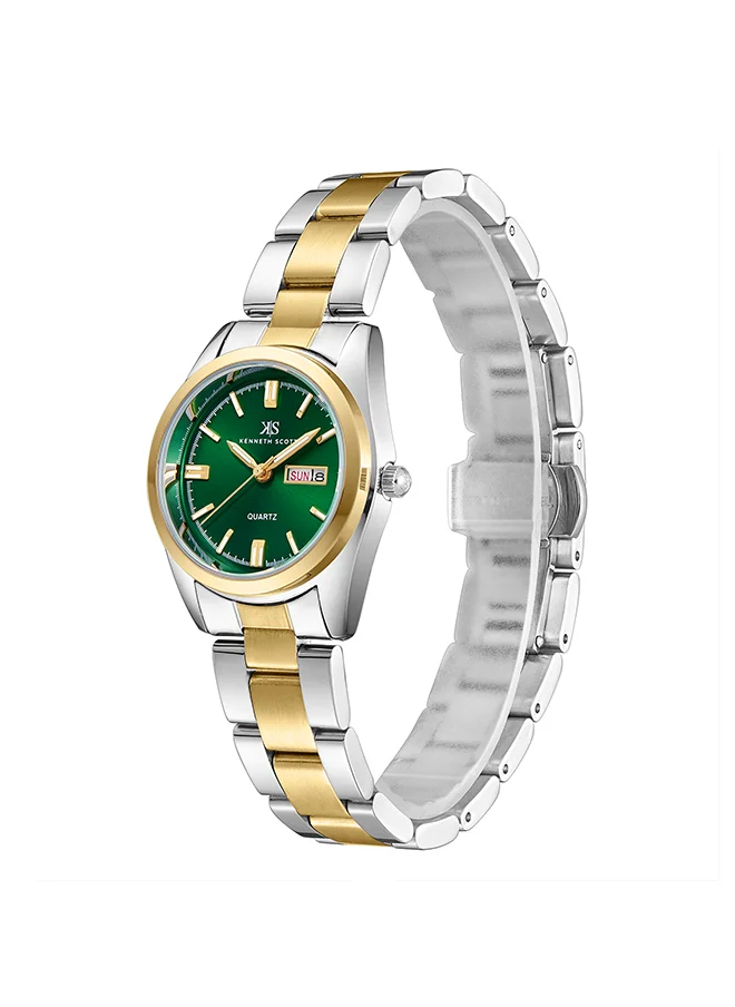 كينيث سكوت Kenneth Scott Women's Green Dial Analog Watch - K23543-TBTG