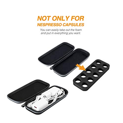 ROMAUNT Travel Carrying Case Compatible with Nespresso OrignalLine Capsules, Accessory for Portable Espresso Maker Protective Coffee Pods Holder with Foam PU Material Hold 10 Pods（black） - Image 4