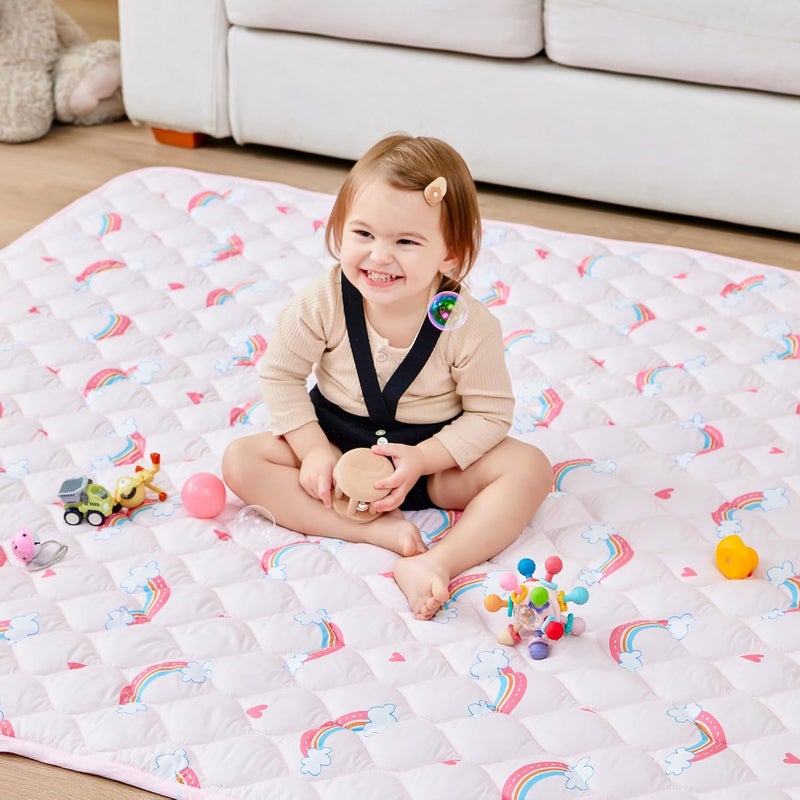 lasoftan Baby Play Mat 71 X 59 Extra Thicker  Large Baby Mat for Floor Soft NonSlip Cushioned Play Mats for Babies Toddlers Foldable and Washable Baby Play Mat - Image 1