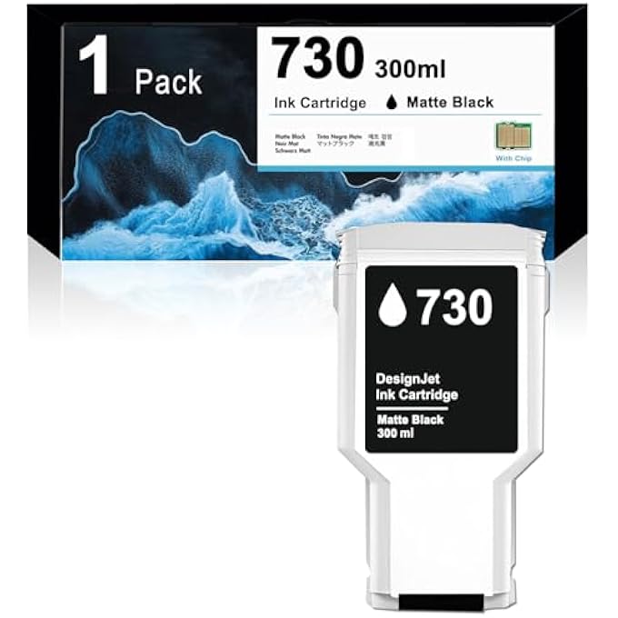 730 INK CARTRIDGES PROFESSIONAL 300ML MATTE BLACK ULTRA-LARGE CAPACITY P2V71A REPLACEMENT FOR HP 730 INK CARTRIDGE FOR DESIGNJET T1600 T1700 T2600 PRINTER 1-PACK - Image 1