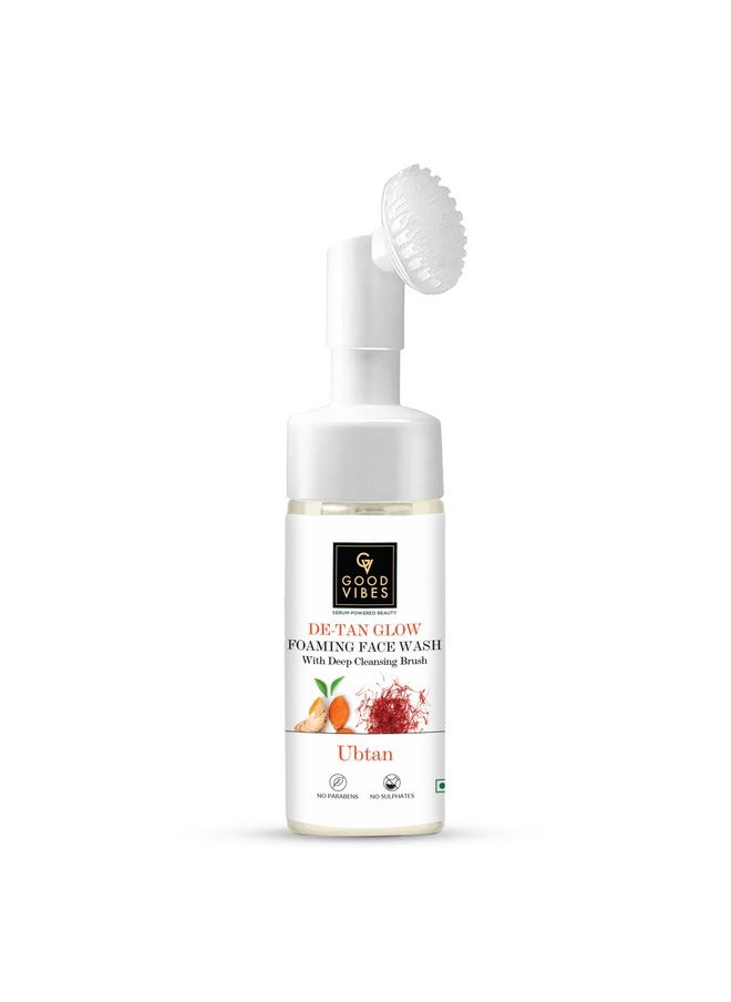 Good Vibes Ubtan Insta Glow Foaming Face Wash With Deep Cleansing Brush, 150 Ml | Brightening Cleanser For All Skin Types | With Turmeric, Saffron, Vitamin B3 | No Parabens, Sulphates & Mineral Oil  - Image 1