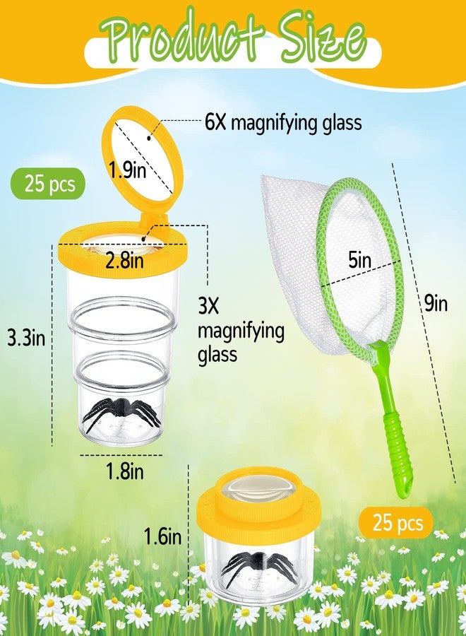 Jexine 50 Pcs Magnifying Insect Box Insert Bug Viewer Butterfly Net Bug Magnifier Container Critter Insect Cage for Kids Students Specimen Viewer Catcher Science Nature Exploration Observation Tools - Image 2
