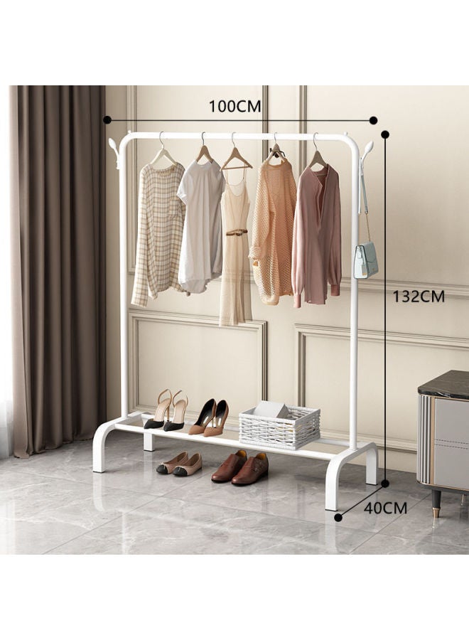 Bold Hanger Floor Drying Rack Household Indoor Folding Vertical Clothes Shelf Simple Wardrobe Storage-Color:White  Length 1m. Fashionable Style + Double Hook  - Image 1