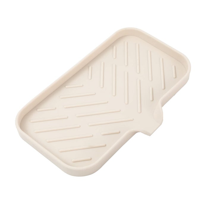 SILICONE BATHROOM SOAP DISHES WITH DRAIN SPOUTBATHROOM AND KITCHEN SINK ORGANIZERSPONGE HOLDERDISH SOAP TRAYPERFECT FOR DISPENSERSCRUBBERBOTTLECUP ON SINK OR COUNTERTAPIOCA 9653