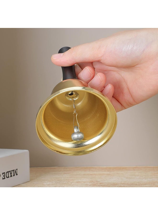 Wffo Loud Hand Bell - Gold Steel Hand Bells for Adults, Dinner Bells for Inside Classroom Bell, for Food Line, Alarm, Jingles, Ringing (Gold) - Image 4