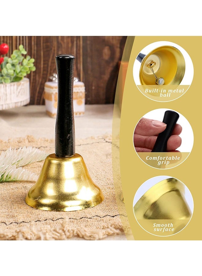 Wffo Loud Hand Bell - Gold Steel Hand Bells for Adults, Dinner Bells for Inside Classroom Bell, for Food Line, Alarm, Jingles, Ringing (Gold) - Image 3