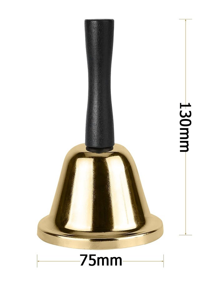 Wffo Loud Hand Bell - Gold Steel Hand Bells for Adults, Dinner Bells for Inside Classroom Bell, for Food Line, Alarm, Jingles, Ringing (Gold) - Image 2